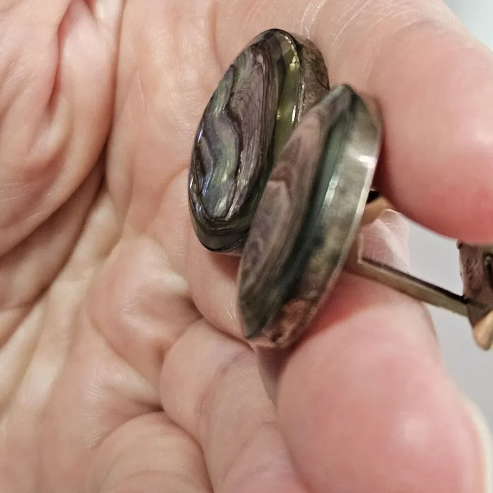 Mexico Alpaca Sterling Silver Colorful Abalone Cufflinks